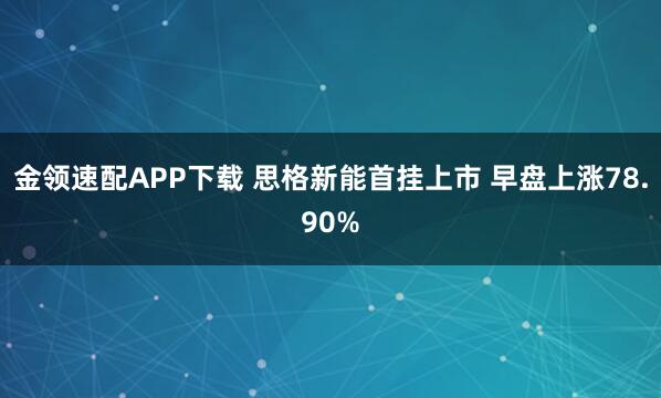 金领速配APP下载 思格新能首挂上市 早盘上涨78.90%